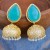 Aqua Chalcedony Paan Semi-precious 18K Gold Plated Jhumka Earrings 
